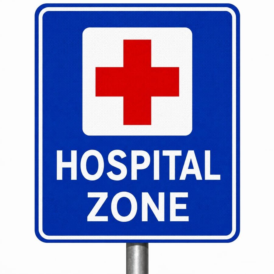 Hospital Zone Sign Board &mdash; informatory road sign board