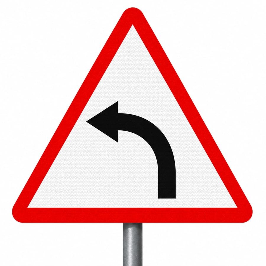 Left Side Curve Sign Board &mdash; cautionary road sign board