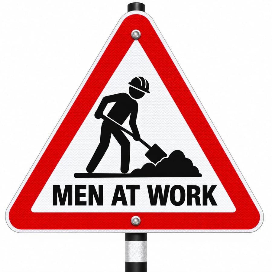 Men At Work Sign Board &mdash; cautionary road sign board