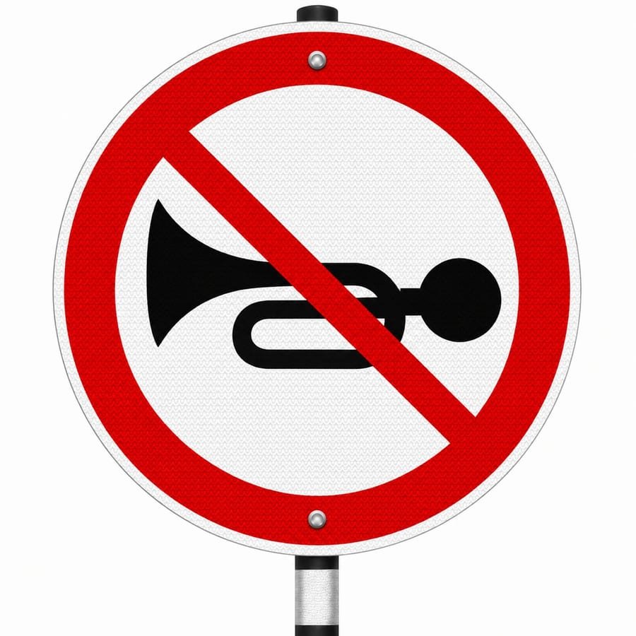 No Horn Sign Board &mdash; mandatory road sign board