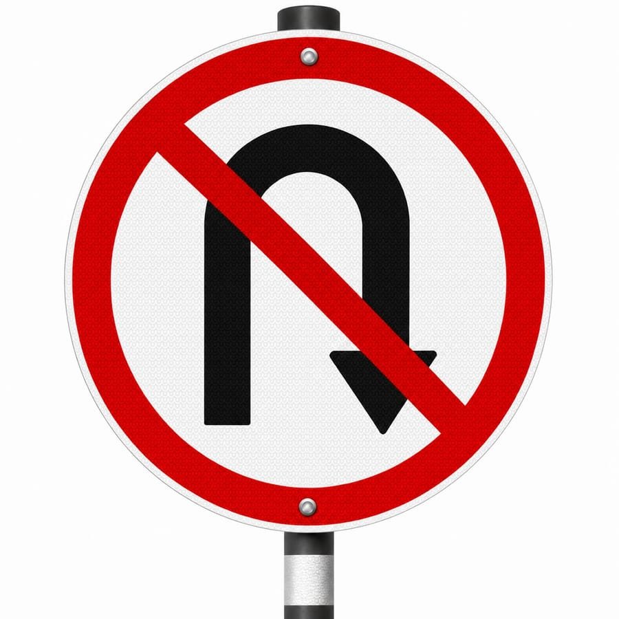 No U Turn Sign Board &mdash; mandatory road sign board