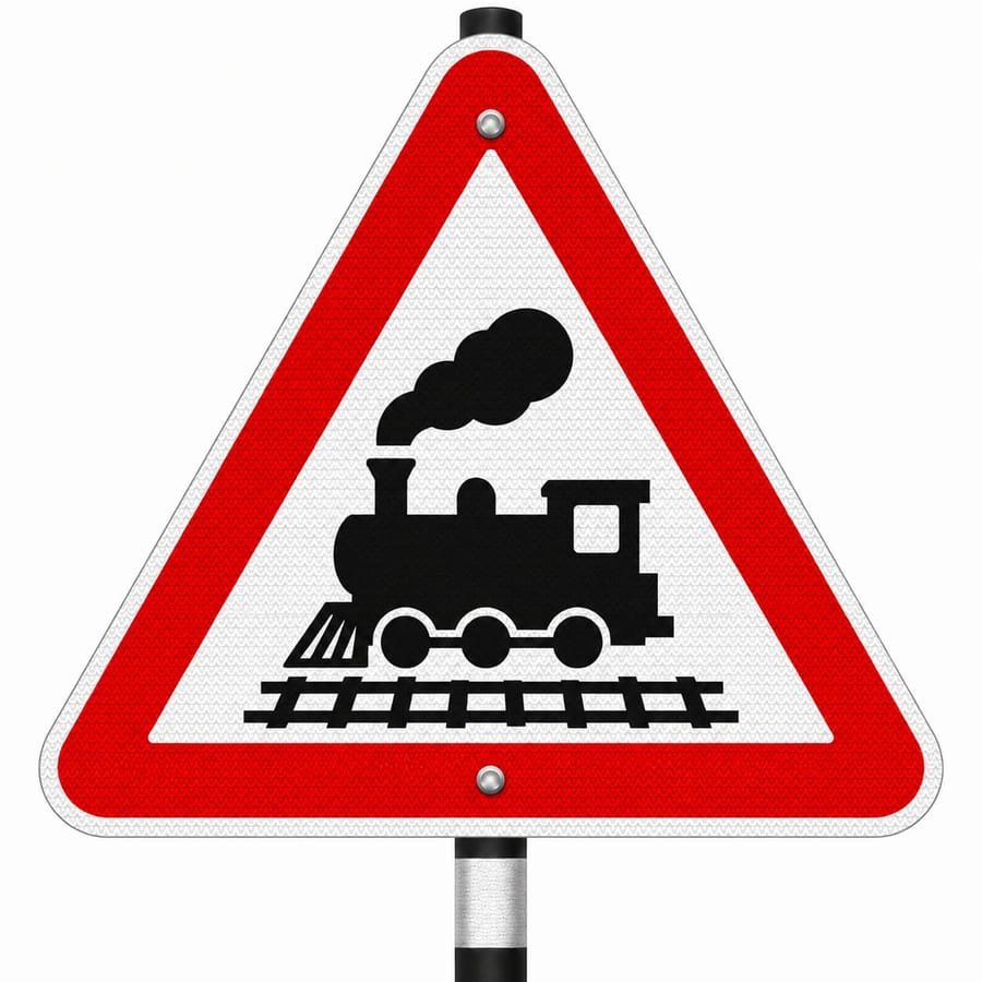 Railway Crossing Sign Board &mdash; cautionary road sign board