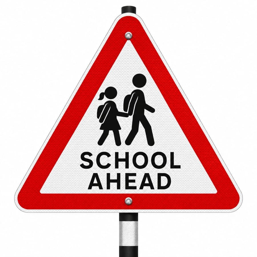 School Ahead Sign Board &mdash; cautionary road sign board