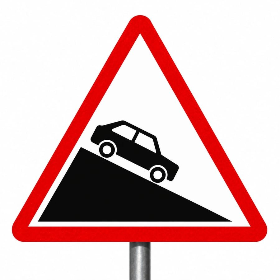 Steep Descent Sign Board &mdash; cautionary road sign board