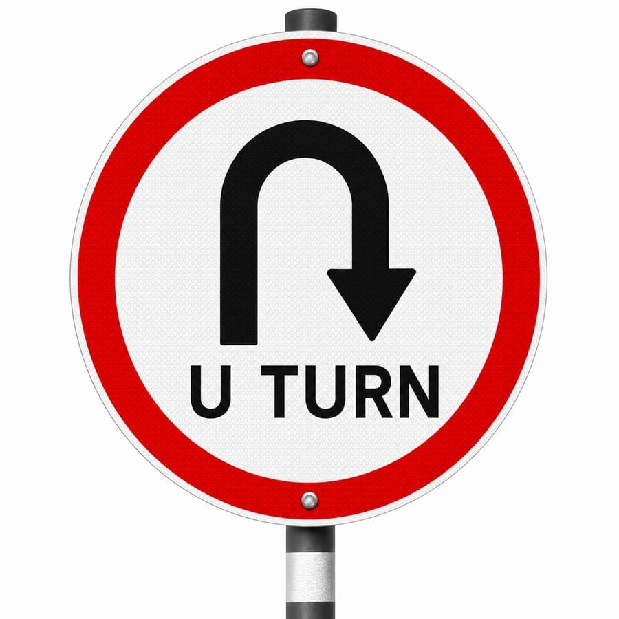 U Turn Sign Board &mdash; mandatory road sign board